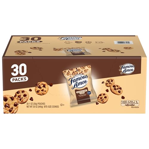 Famous Amos Original Chocolate Chip Cookies - Bite-Size, 30 Pack Box (30 oz)