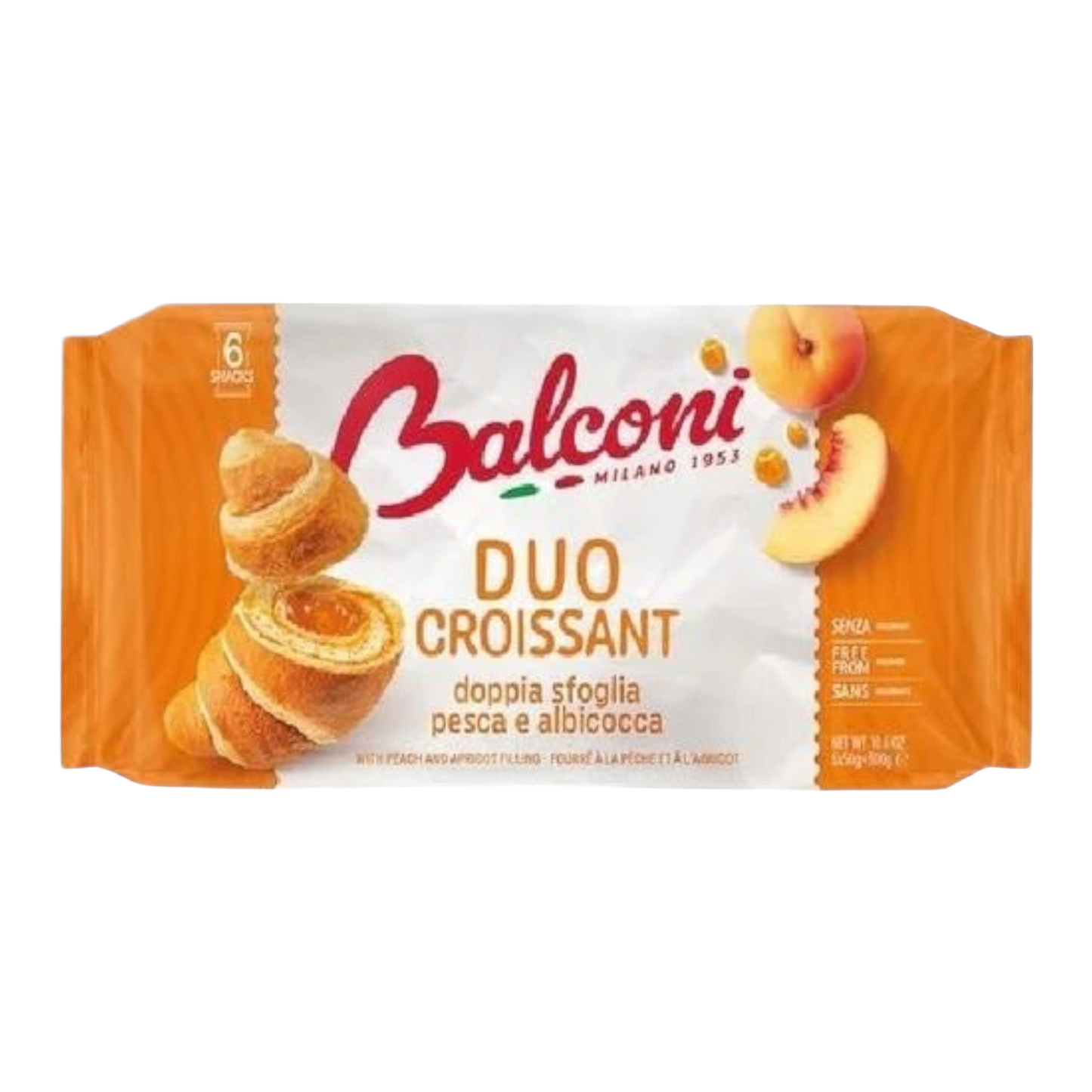 Balconi Croissant Duo Pesca e albicocca 
Peach / apricot 6x50g =300gr