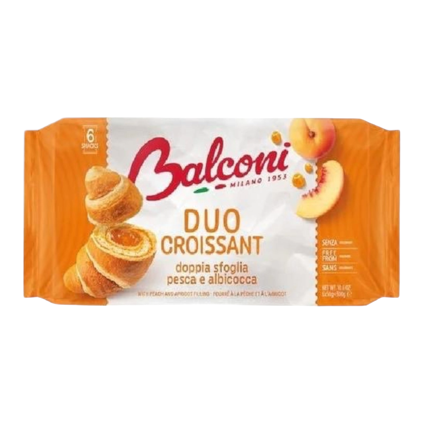 Balconi Croissant Duo Pesca e albicocca 
Peach / apricot 6x50g =300gr