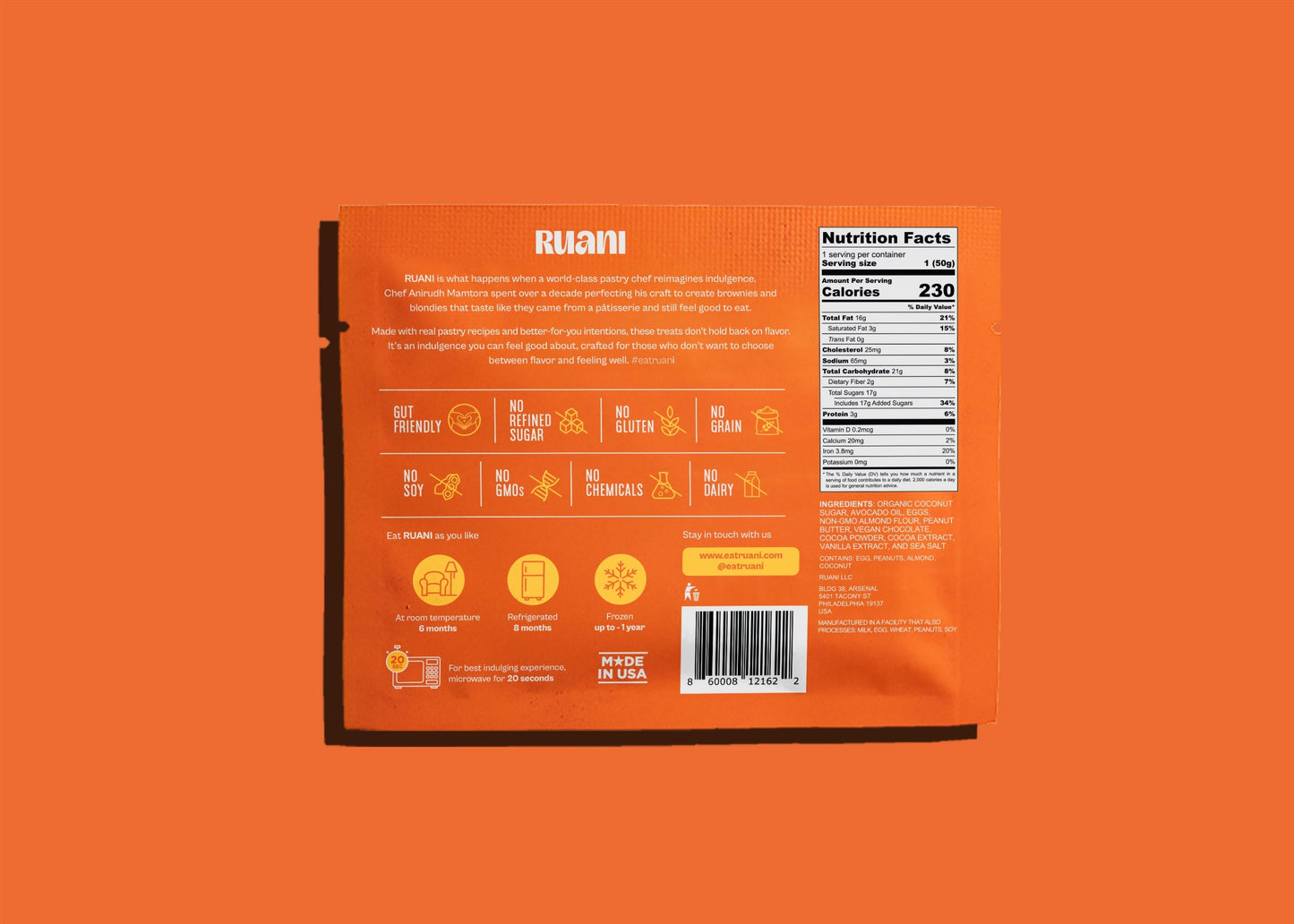 Ruani Delightful Peanut Butter Brownie - 6 pack