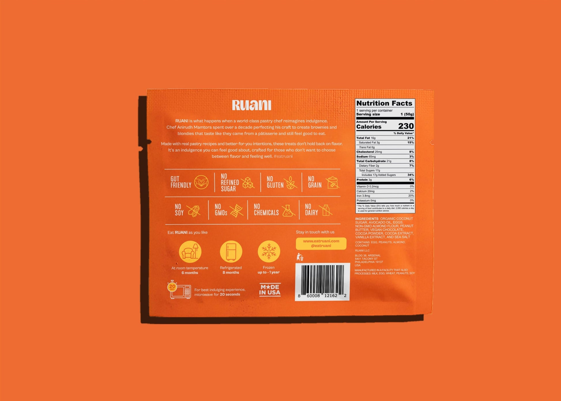 Ruani Delightful Peanut Butter Brownie - 6 pack