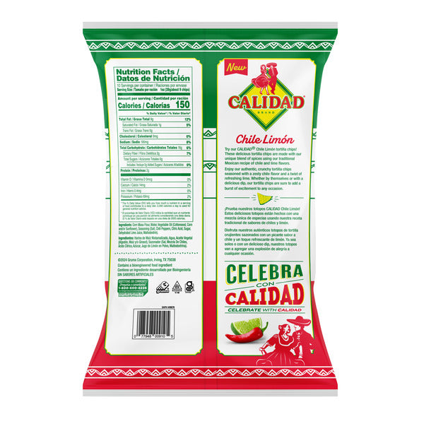 Calidad Chile Limon Tortilla Chips 10 Ounce Bag