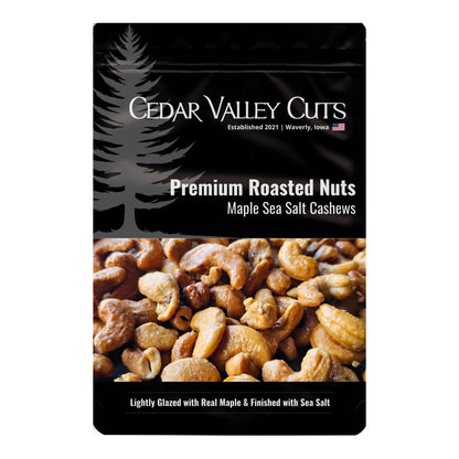 Cedar Valley Cuts Maple Sea Salt Cashews - (Various Sizes Bags) - Snacks
