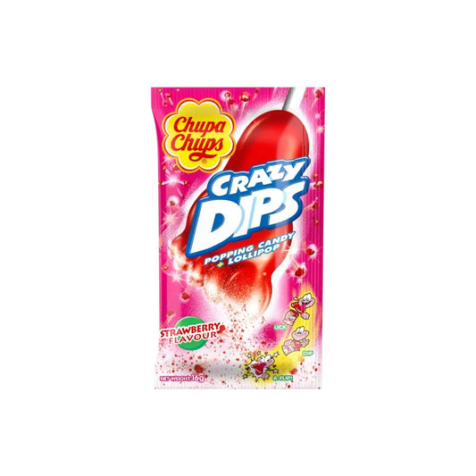 Chupa Chups Crazy Dips Lollipops With Strawberry Taste 14g - Lollipop