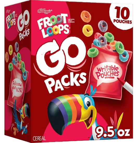 Kellogg's Froot Loops Go Packs Cereal Original - 9.5oz Box (10 Pouches)
