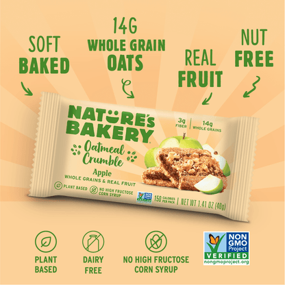 Nature’s Bakery Oatmeal Crumble Apple Flavor - (6packs x 8.46oz) - snack bar