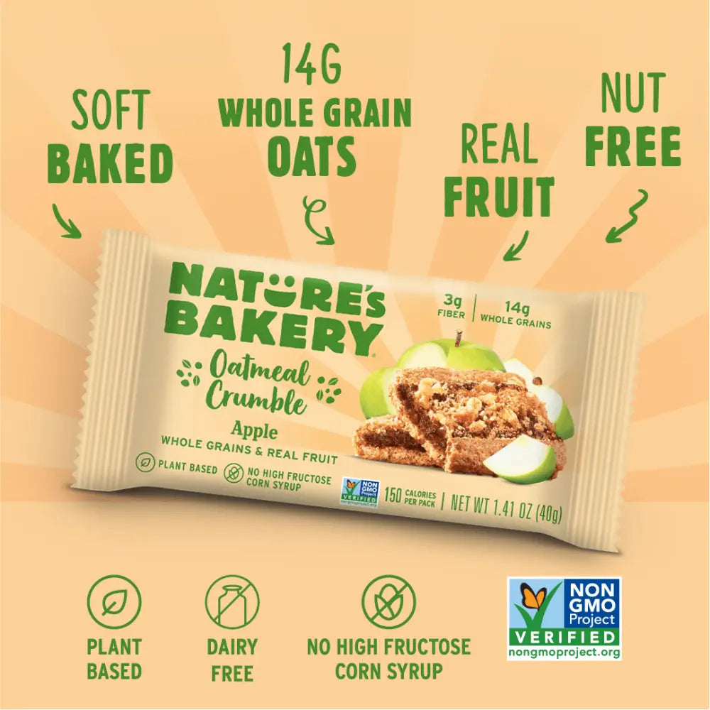 Nature’s Bakery Oatmeal Crumble Apple Flavor - (6packs x 8.46oz) - snack bar