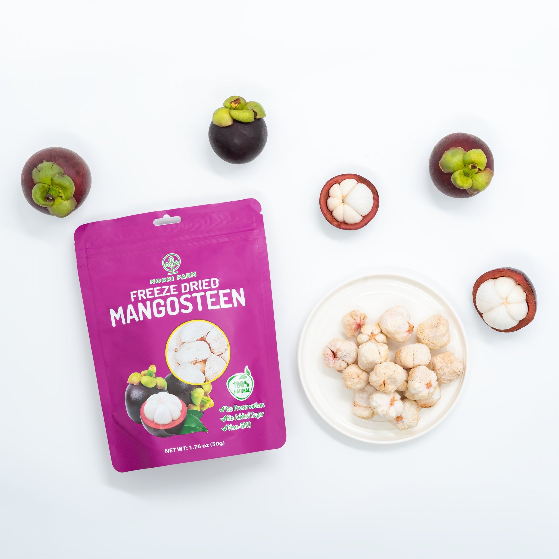 Nokki Farm Freeze-Dried Mangosteen - (1.76oz or Mini Six Pack) - Fruit Snacks