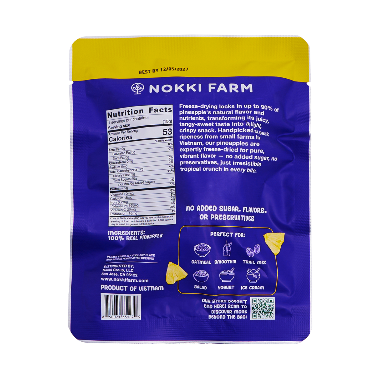 Nokki Farm Freeze-Dried Pineapple - (1.76oz or Mini Six Pack) - Fruit Snacks
