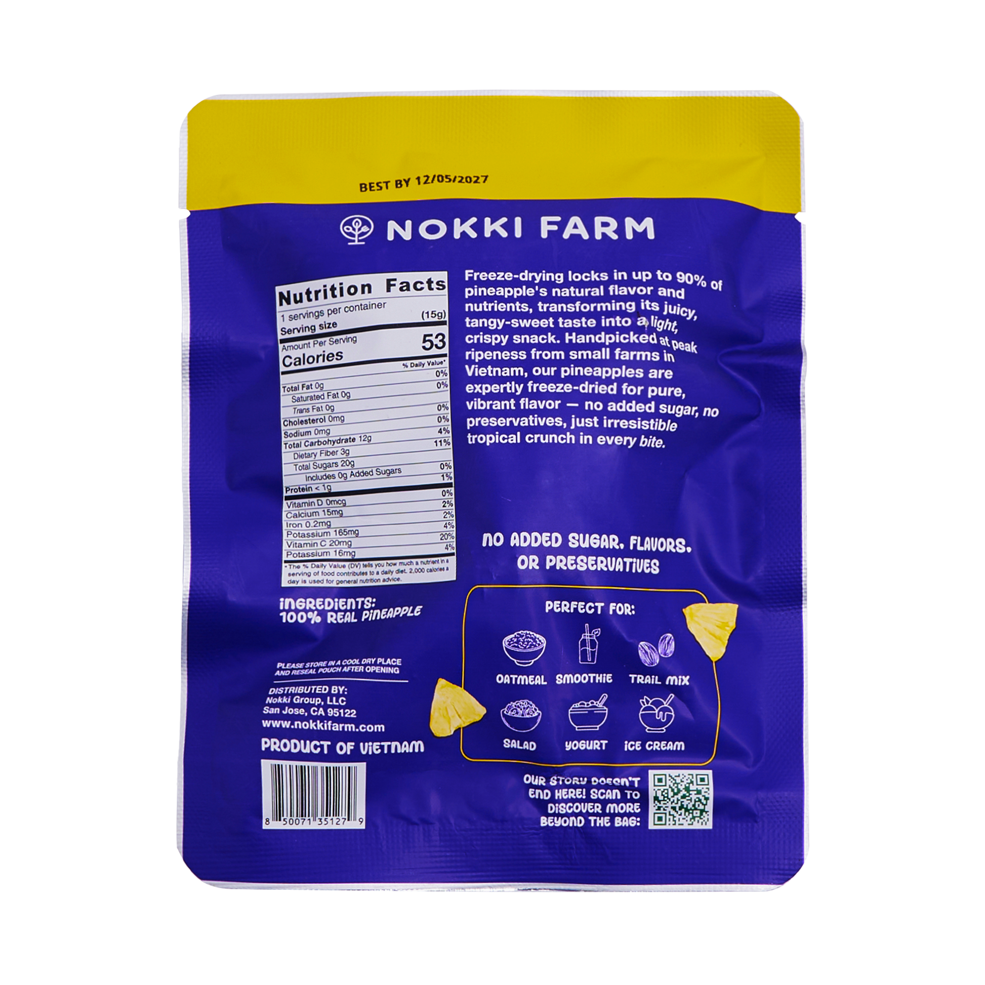 Nokki Farm Freeze-Dried Pineapple - (1.76oz or Mini Six Pack) - Fruit Snacks