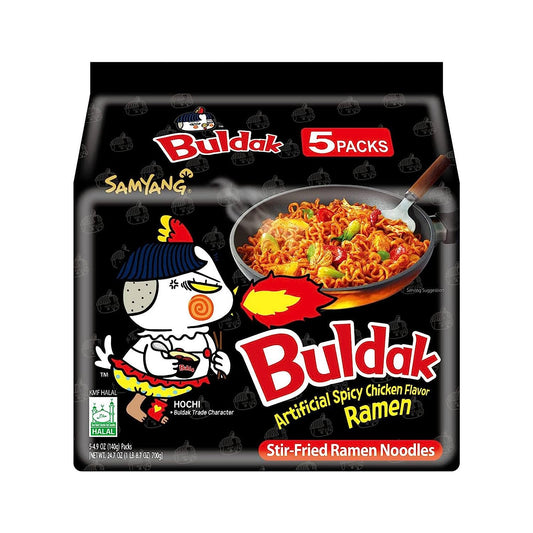 Samyang Buldak Hot Spicy Chicken Ramen Noodle Korean Stir- 4.94 OZ (140g) - Instant Noodles