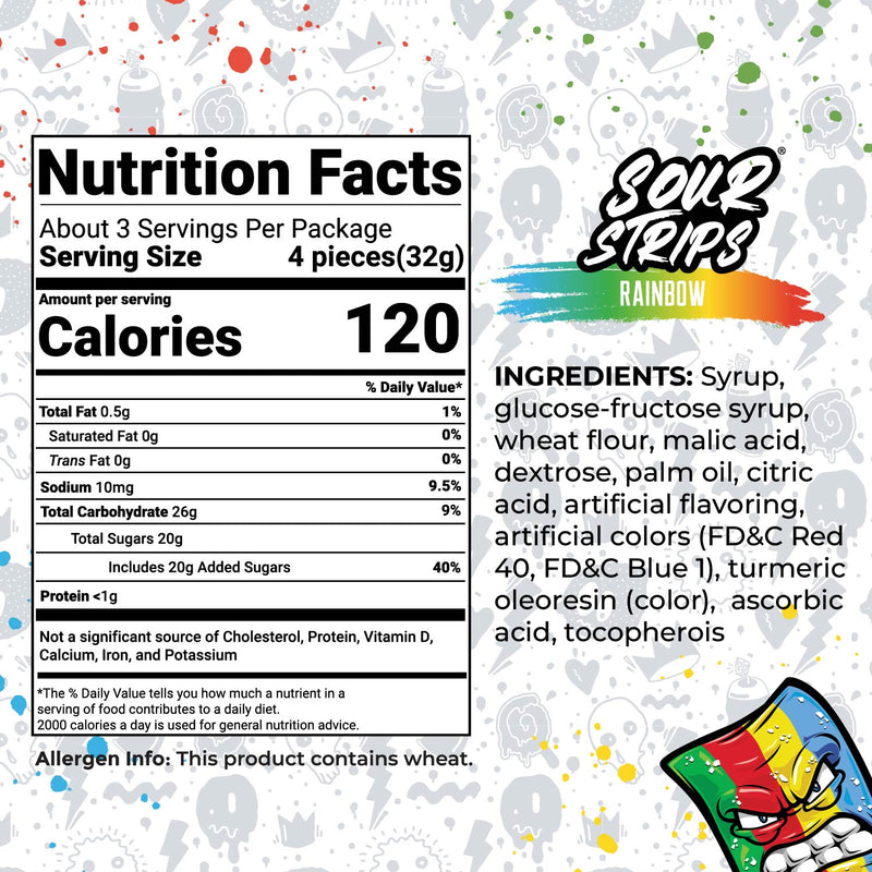 Sour Strips Rainbow (104g) - Gummy Candy