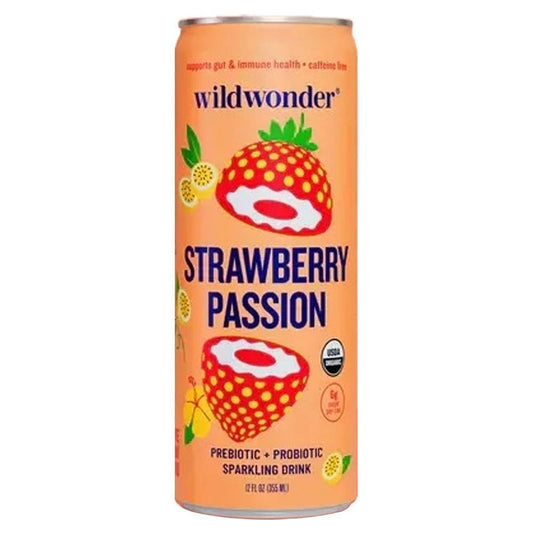 Wildwonder - ’Strawberry Passion’ Organic Prebiotic + Probiotic Sparkling Drink (12OZ)